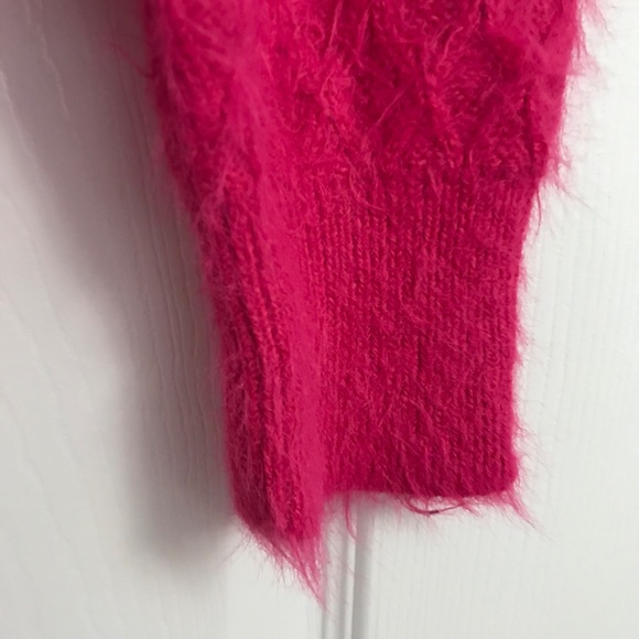 VERO MODA Fuzzy Chic Sweater Top Blouse XL Magenta Pink V-Neckline Long Sleeve - Picture 4 of 8